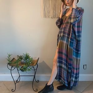 Hand Made in LA Midi Plaid Boho dress.